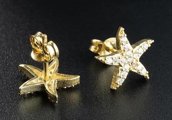 Heliophilia Silver Pendientes de Plata de Ley 925 con Recubrimiento de Oro y Circón